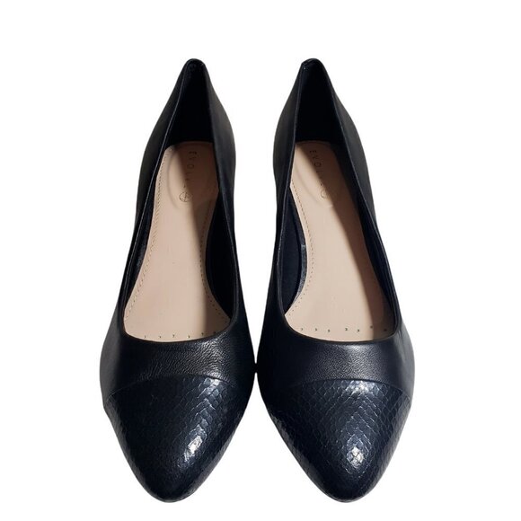 Easy Spirit Womens Black Leather Almond Toe Slip On Pump Block Heels Shoes Sz 9M - Picture 3 of 9